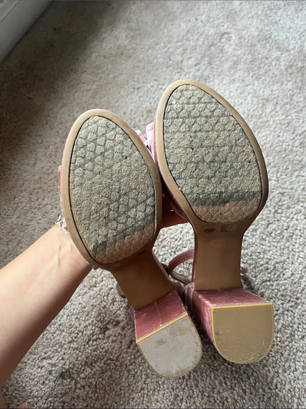 Chinese Laundry Blush Velvet Platform Sandals with Bow Accent